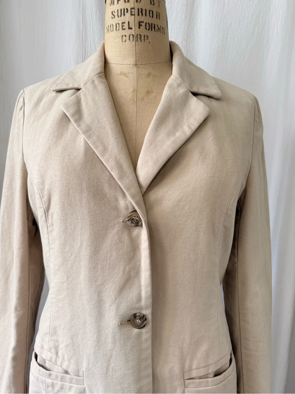 Vintage United Colors of Benetton, Cotton Moleskin Topcoat Jacket, sz XS - Picture 2 of 10